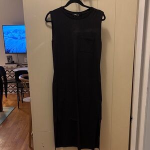 Theory Black Midi Dress with Pocket Detail